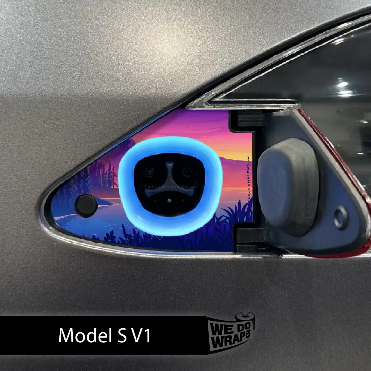Sunset Beach Tesla Charge Port Wrap | Model S - Tesla Emblems