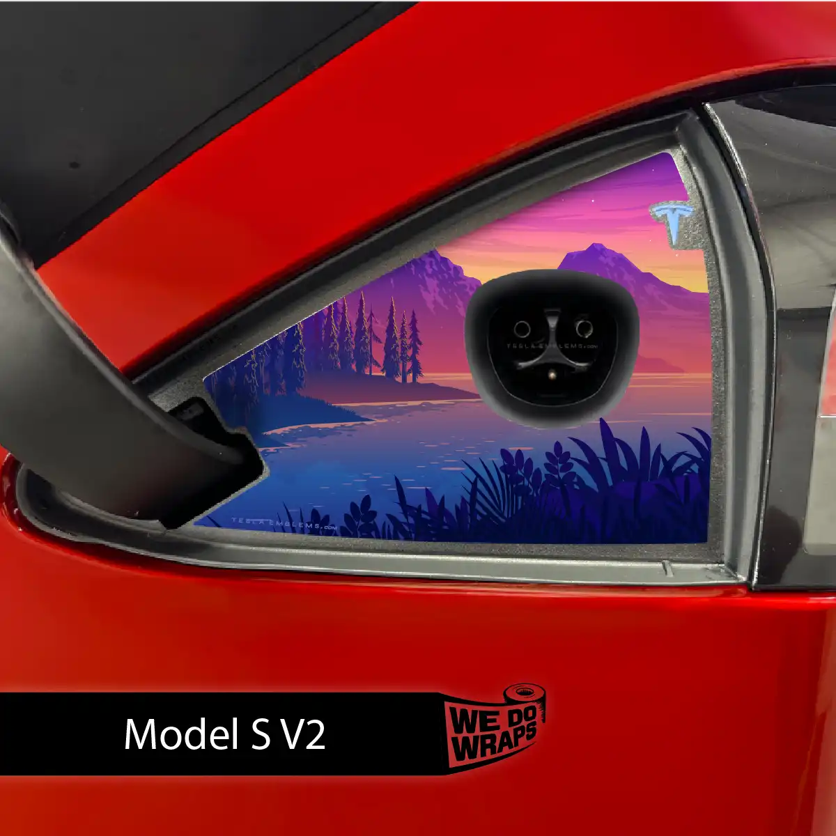 Sunset Beach Tesla Charge Port Wrap | Model S - Tesla Emblems