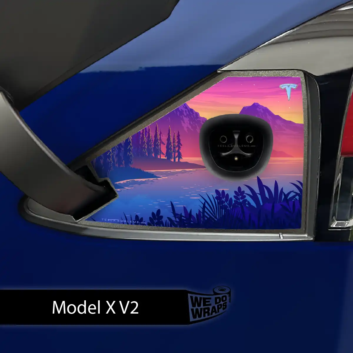 Sunset Beach Tesla Charge Port Wrap | Model X - Tesla Emblems