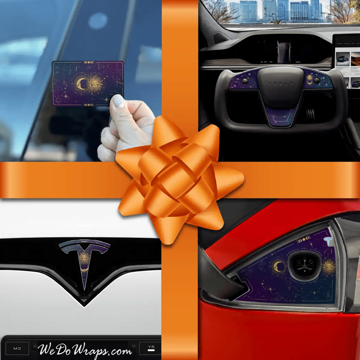 Holiday Bundle Tarot Sun and Moon Tesla Wrap Kit | Model S - Tesla Emblems