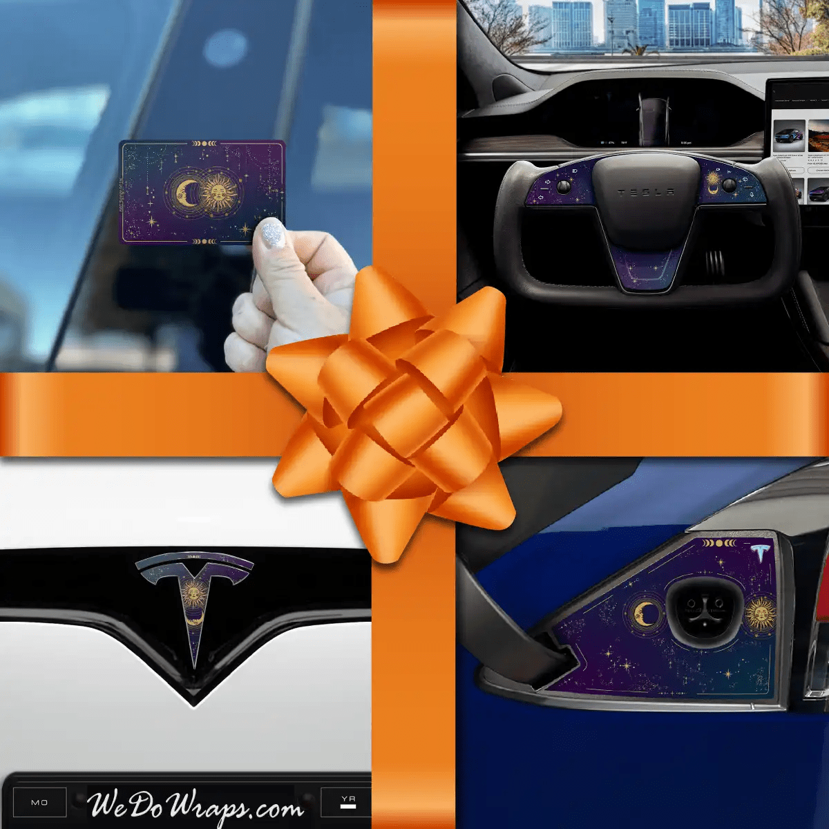 Holiday Bundle Tarot Sun and Moon Tesla Wrap Kit | Model X - Tesla Emblems