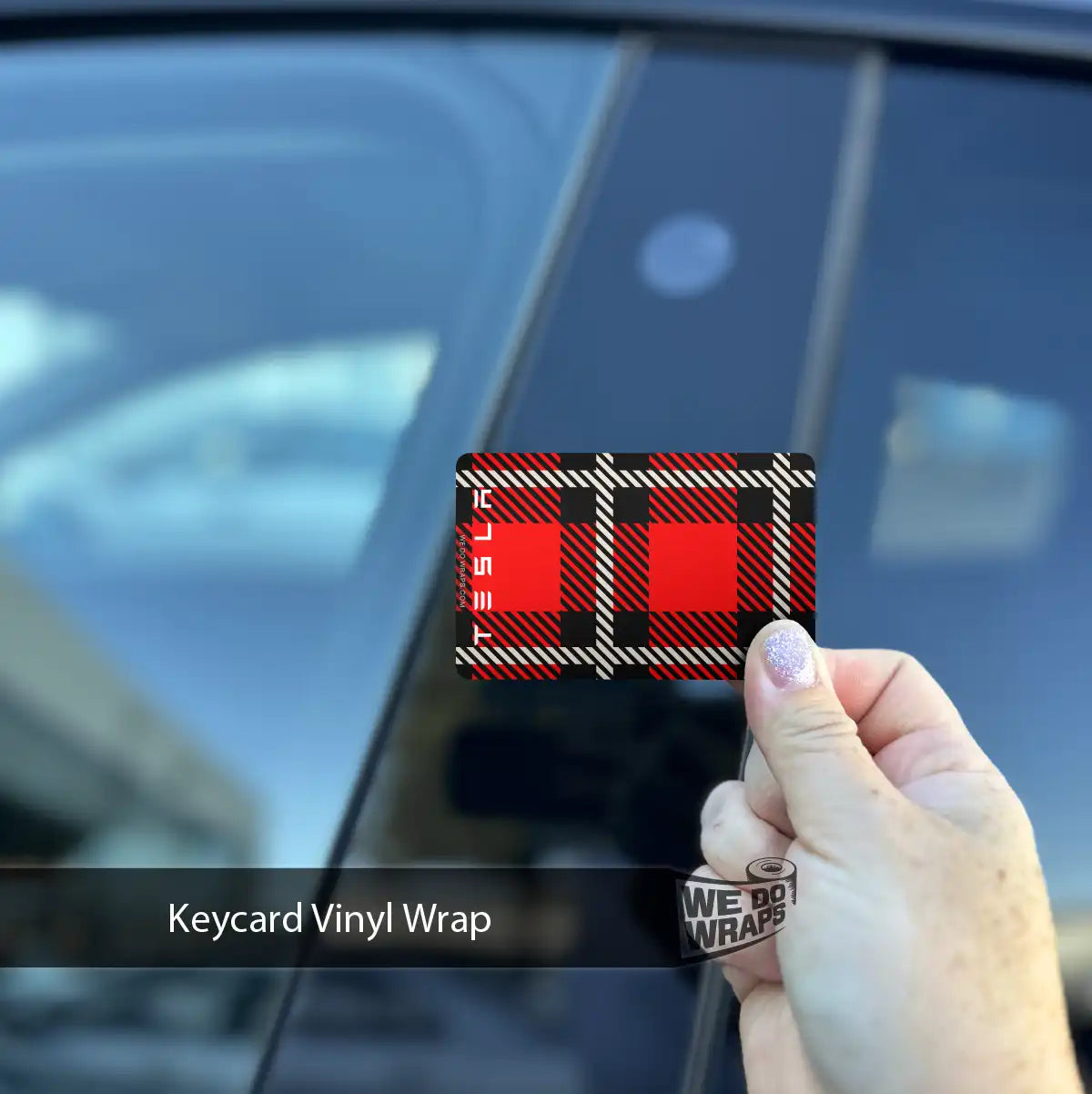 Tartan Plaid Tesla Keycard Decal - Tesla Emblems