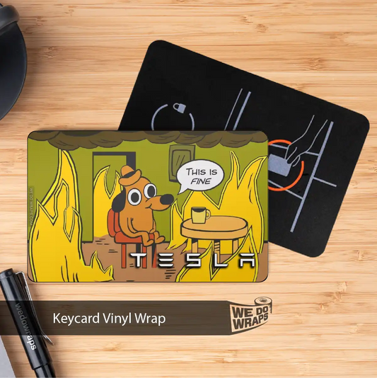 This is Fine Tesla Meme Keycard Decal - Tesla Emblems