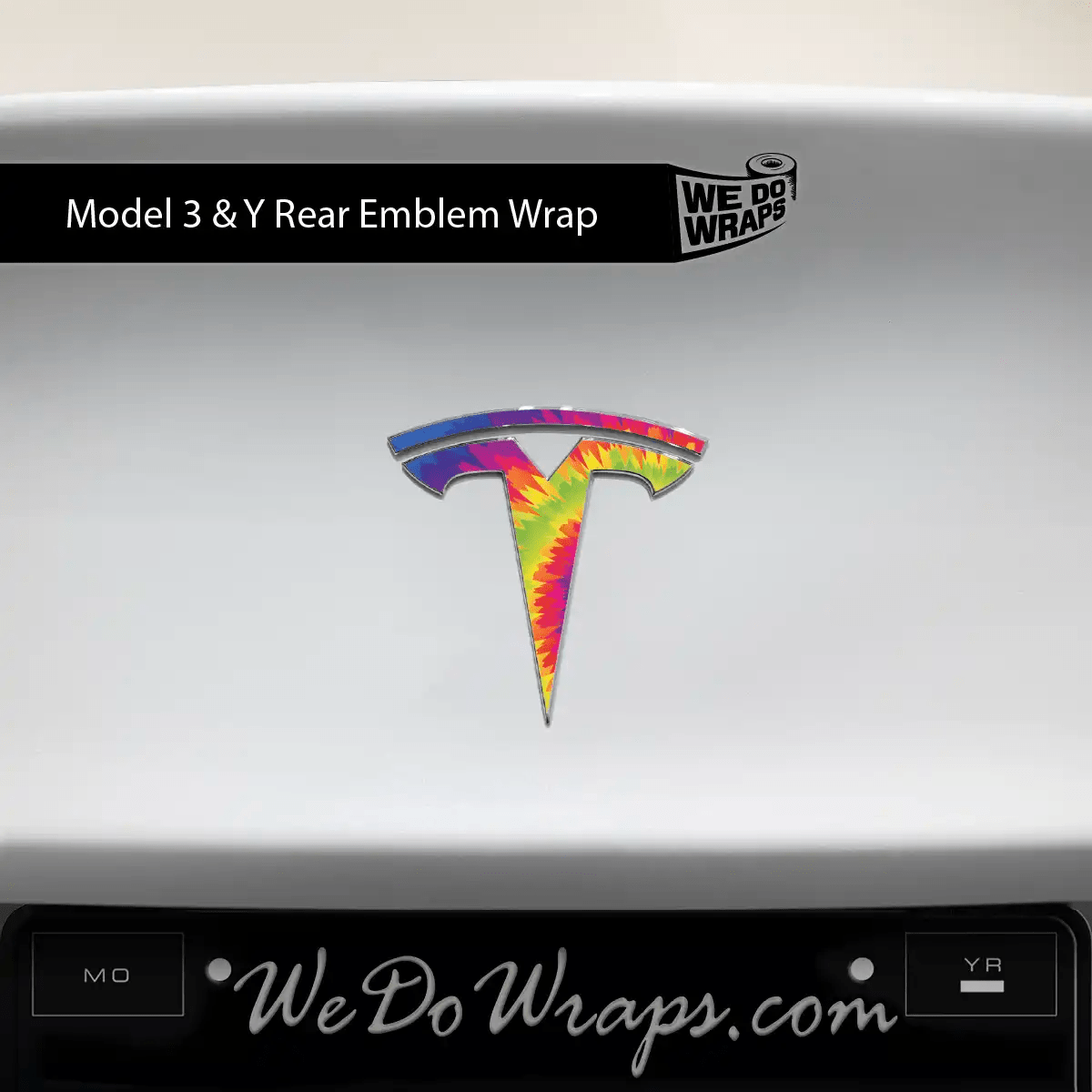 Tie Dye Tesla Emblem Decals (Front + Back) | Model Y - Tesla Emblems