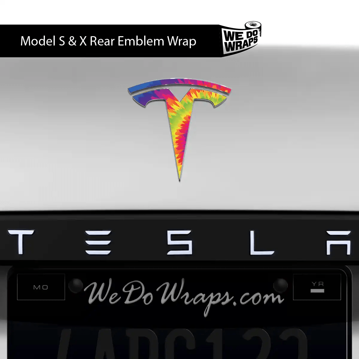 Tie Dye Tesla Emblem Decals (Front + Back) | Model S - Tesla Emblems