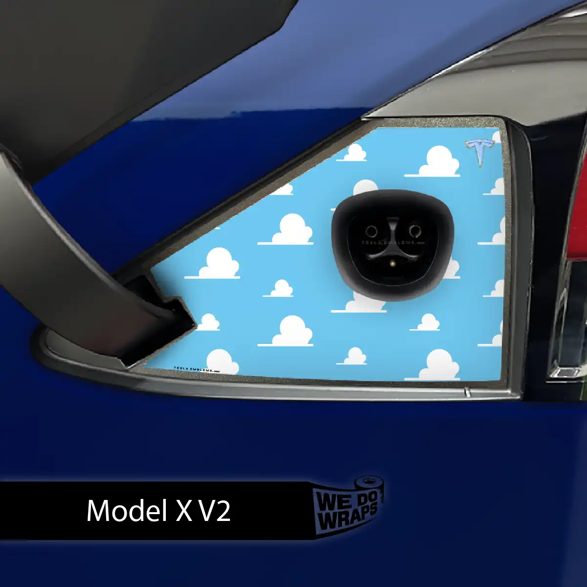 Toy Clouds Tesla Charge Port Wrap | Model X - Tesla Emblems