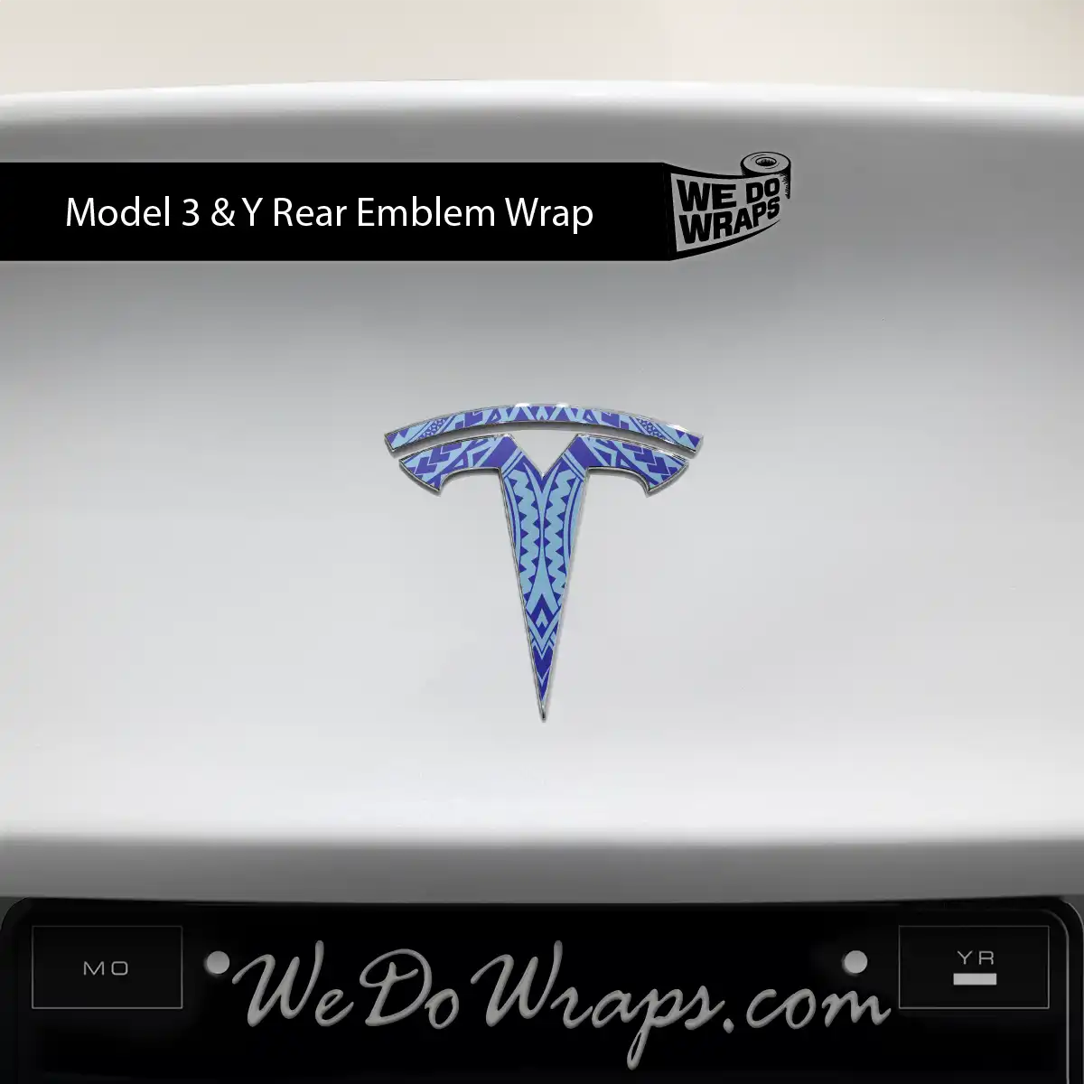 Tatau Tribal Pattern Tesla Emblem Decals (Front + Back) | Model Y