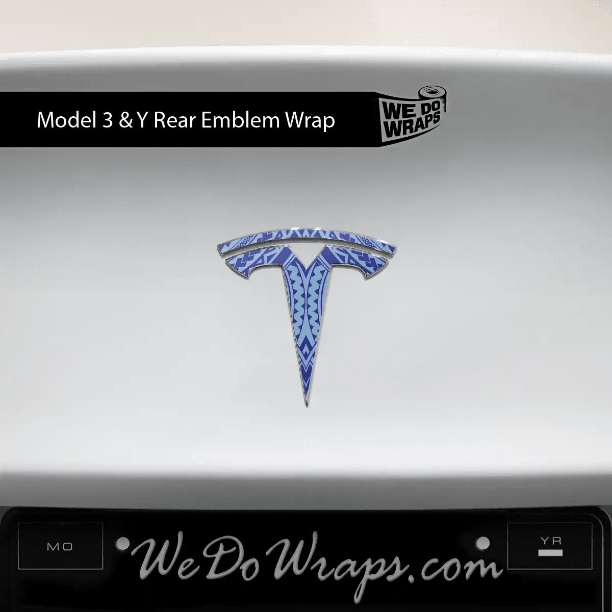 Tatau Tribal Pattern Tesla Emblem Decals (Front + Back) | Model Y - Tesla Emblems