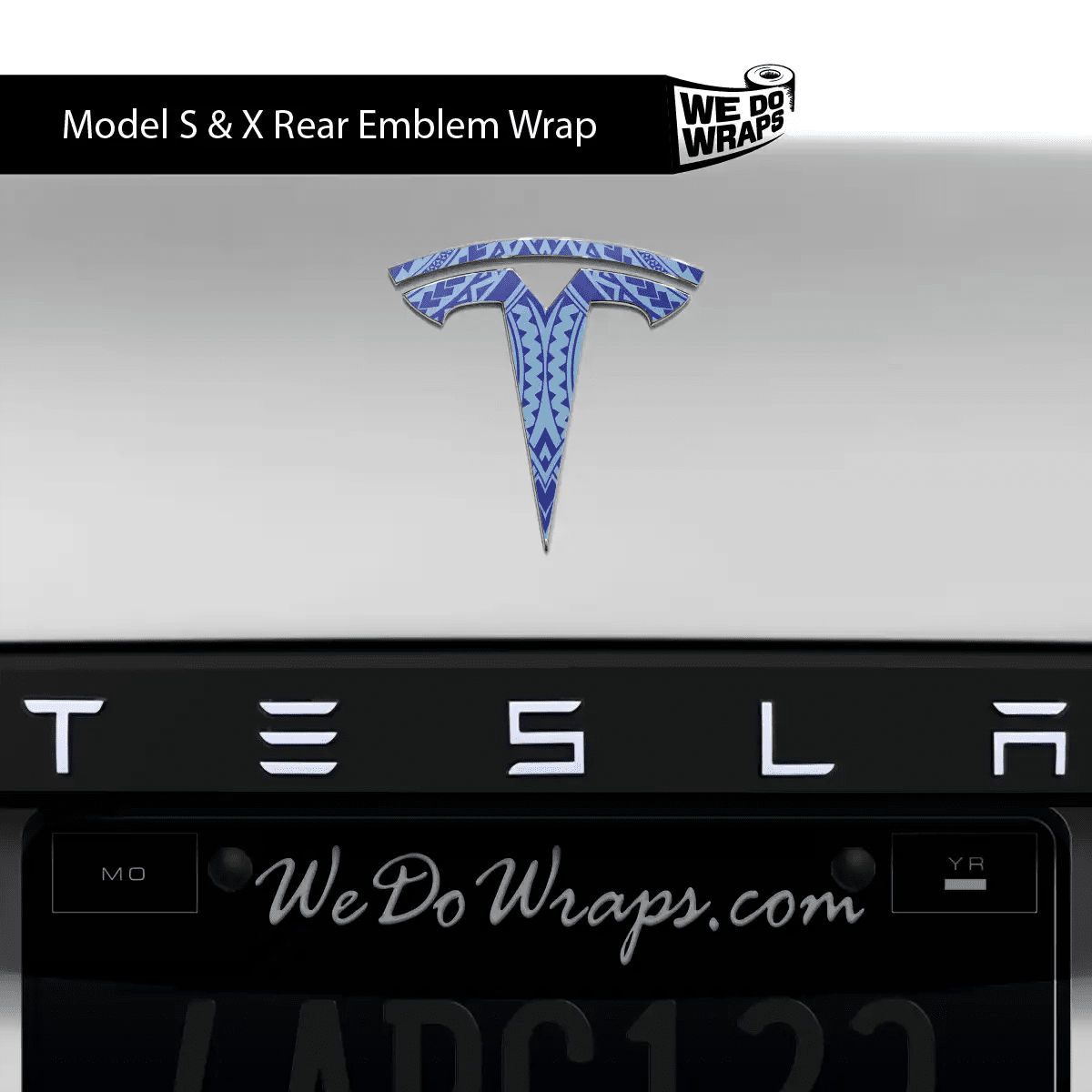 Tatau Tribal Pattern Tesla Emblem Decals (Front + Back) | Model S - Tesla Emblems