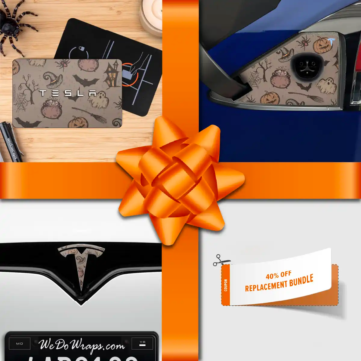 Holiday Bundle Vintage Witch's Brew Tesla Wrap Kit | Model X - Tesla Emblems