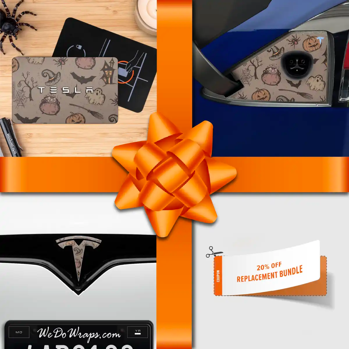Holiday Bundle Vintage Witch's Brew Tesla Wrap Kit | Model X - Tesla Emblems
