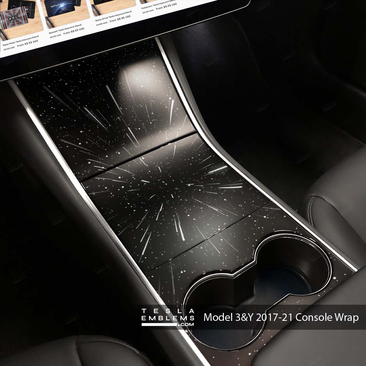 Warp Drive Starwars Tesla Center Console Wrap Kit | 2017-2021 Model 3 & Y - Tesla Emblems