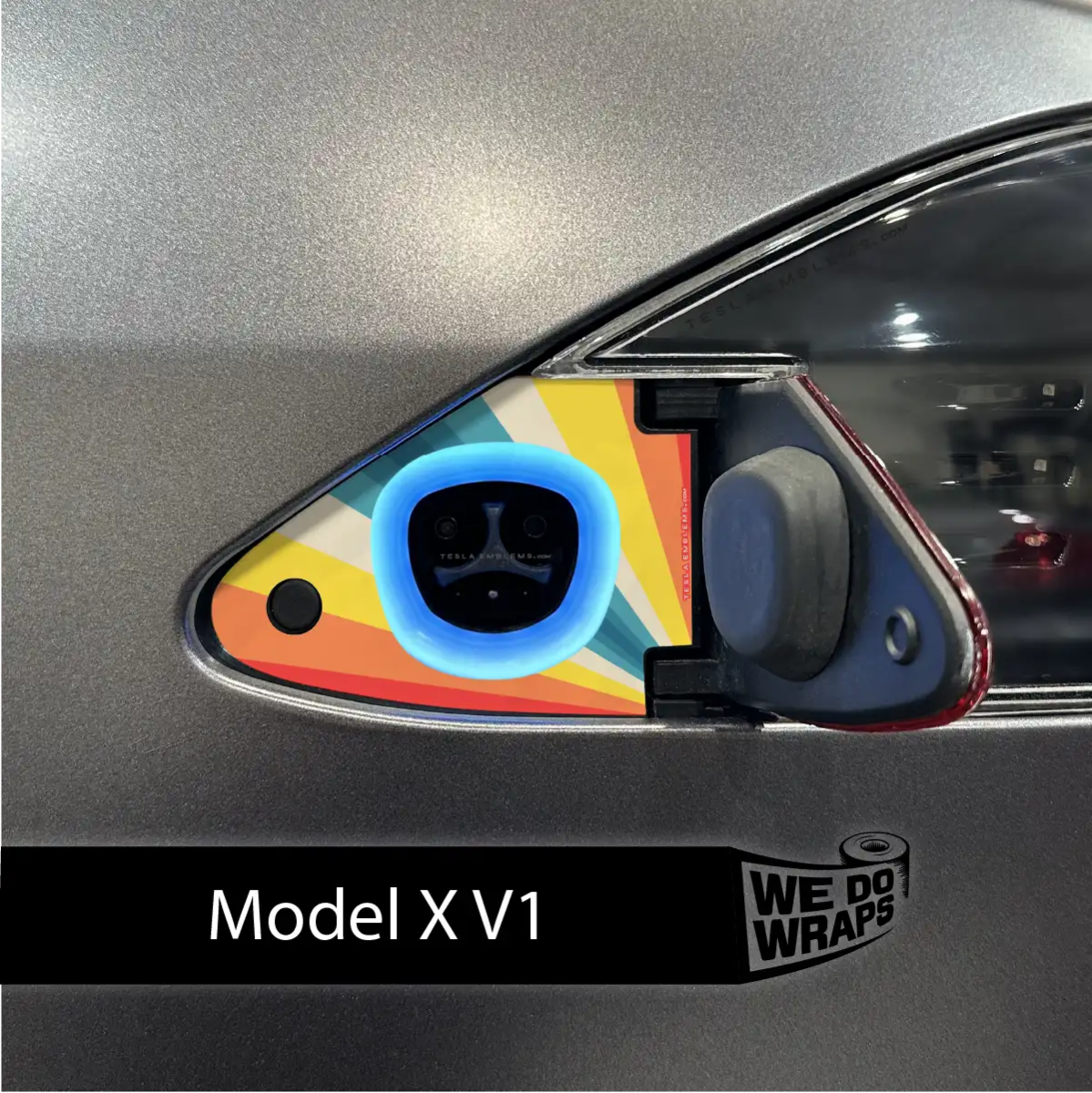 Wave Rider Stripes Charge Port Wrap | Model X - Tesla Emblems