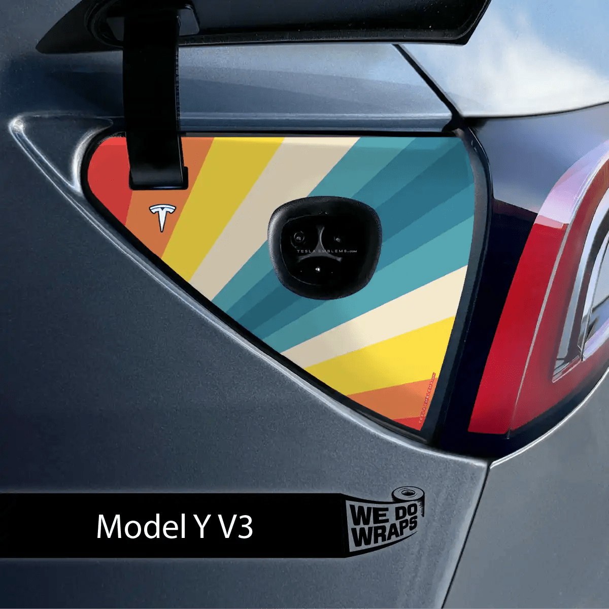 Wave Rider Stripes Charge Port Wrap | Model Y - Tesla Emblems