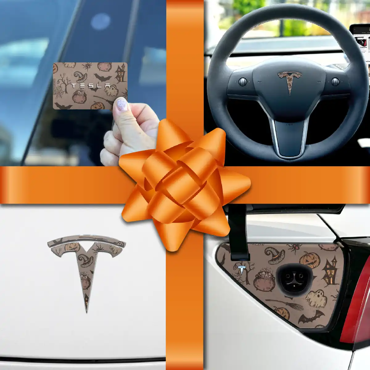Holiday Bundle Vintage Witch's Brew Tesla Wrap Kit | Model Y - Tesla Emblems