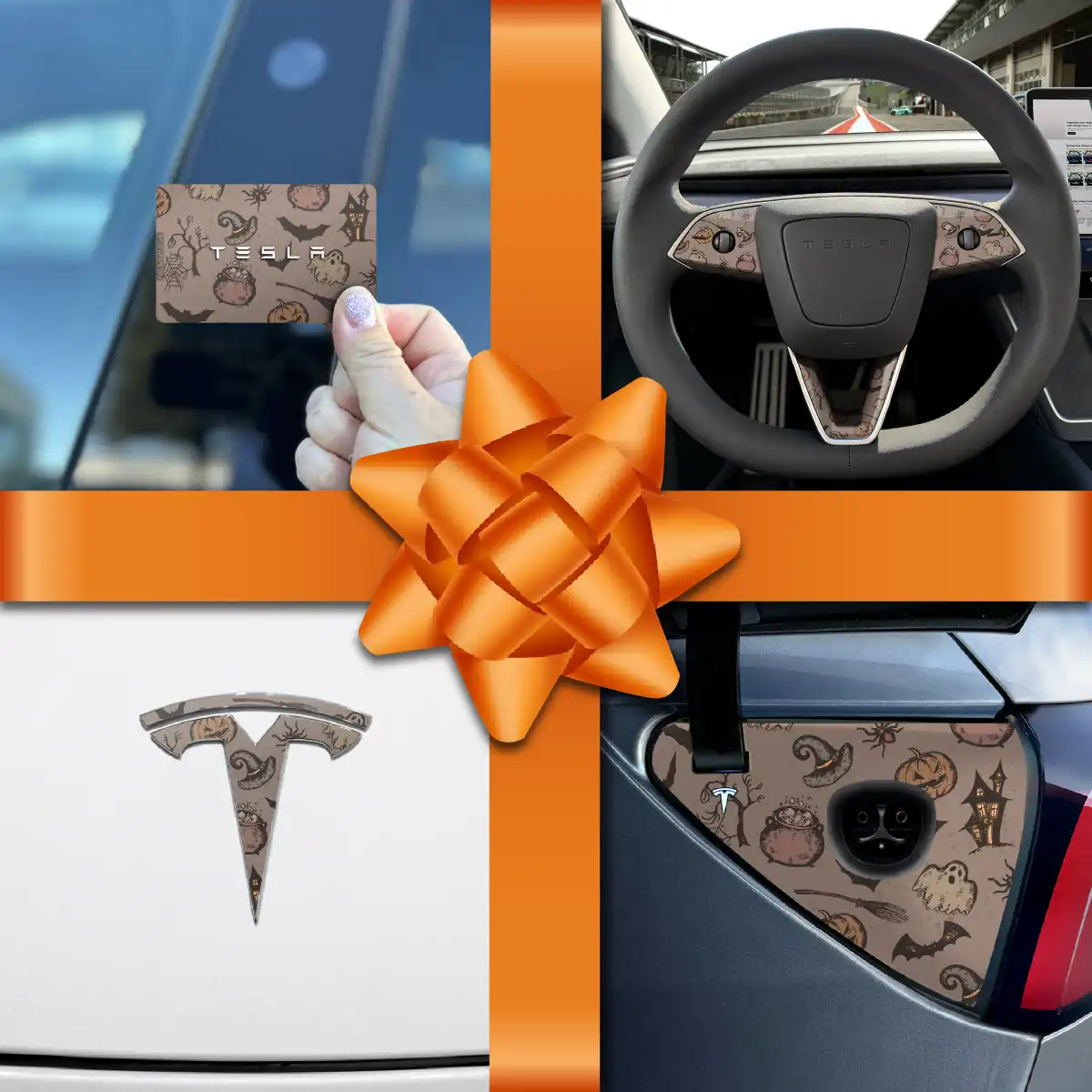 Holiday Bundle Vintage Witch's Brew Tesla Wrap Kit | Model 3 - Tesla Emblems