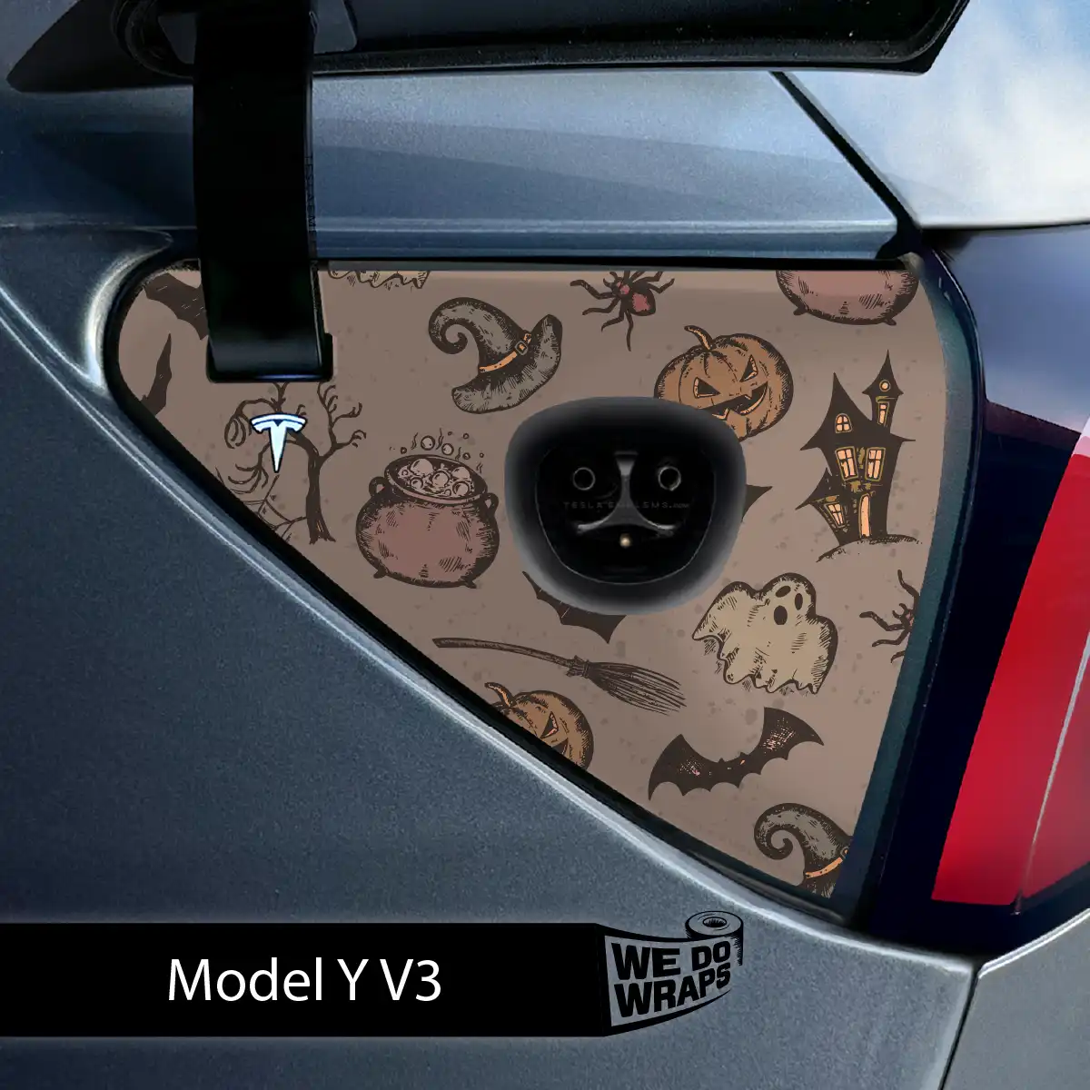 Vintage Witch's Brew Tesla Charge Port Wrap | Model Y - Tesla Emblems