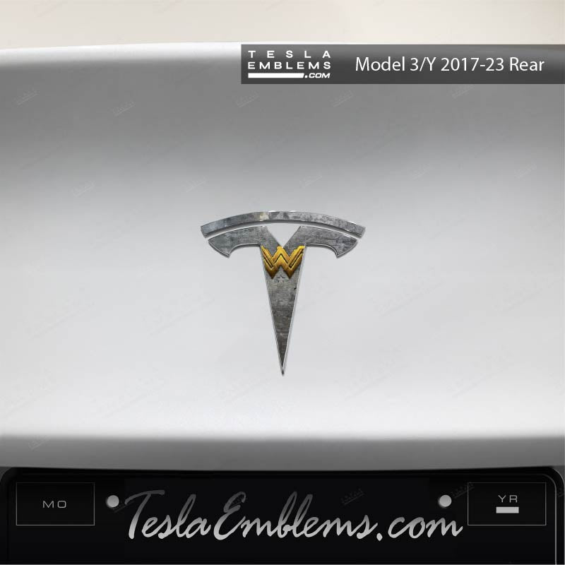 Wonder Woman Tesla Emblem Decals (Front + Back) - Tesla Emblems