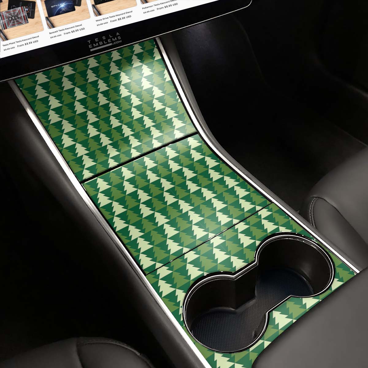Evergreen | Tesla Center Console Wrap Kit | Model Y ’19 - 20 - Tesla Emblems