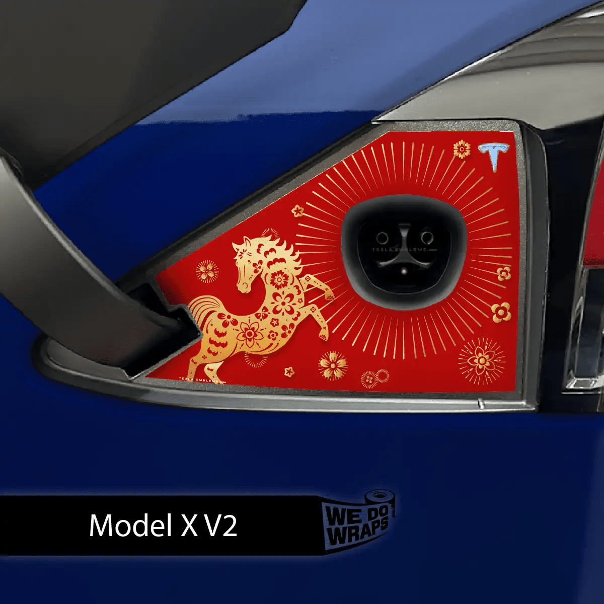 Year of the Horse Tesla Charge Port Wrap | Model X - Tesla Emblems