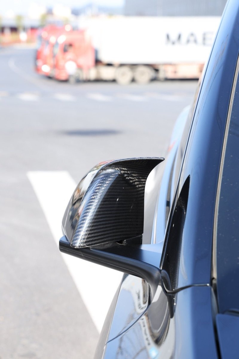 2021 - 2025 Model Y 1st Gen - Viper Carbon Fiber Mirror Covers - Tesla Emblems
