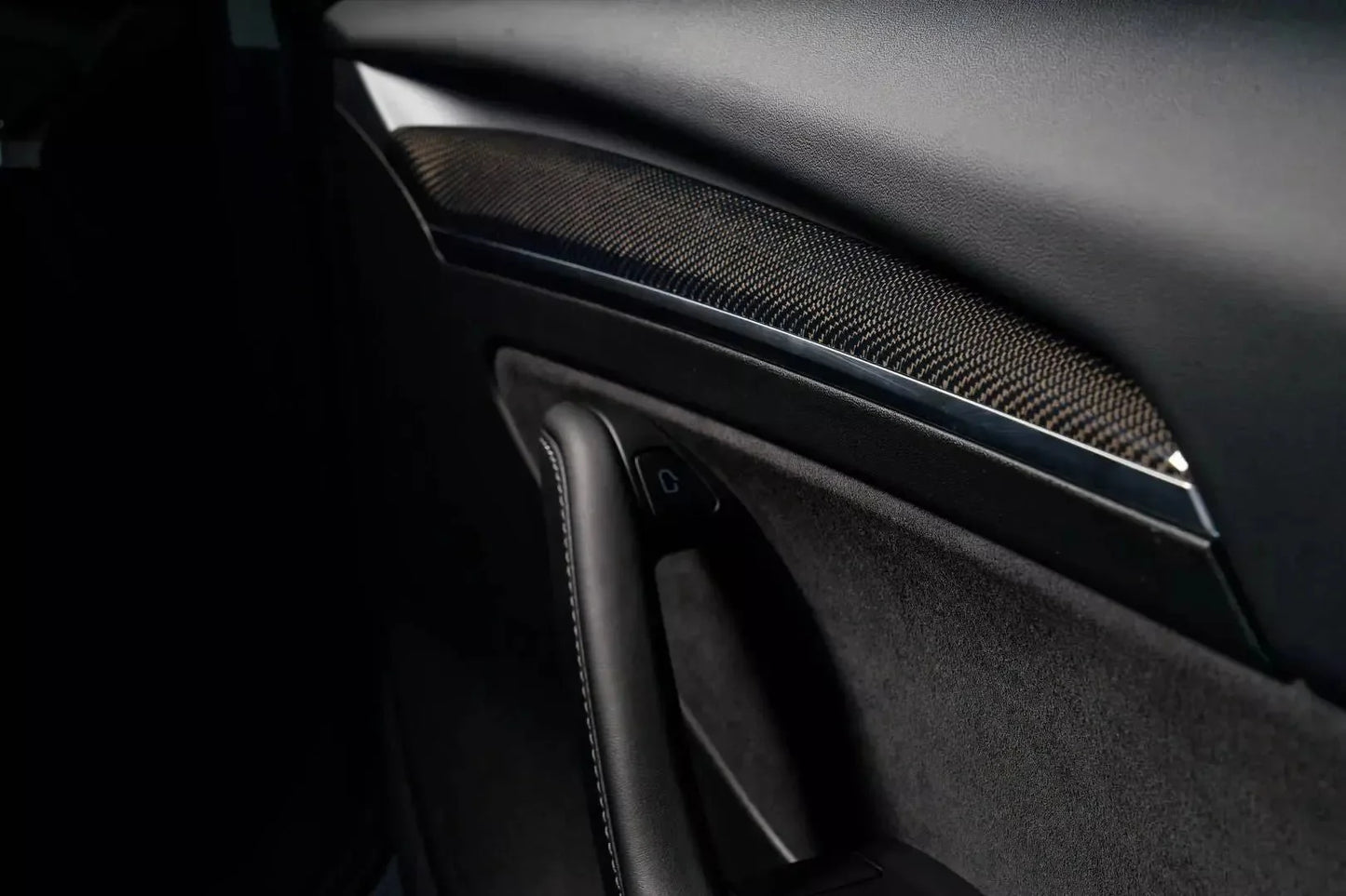 2021-2023 Tesla Model 3/Y - Glossy Carbon Fiber Door Trim Replacement