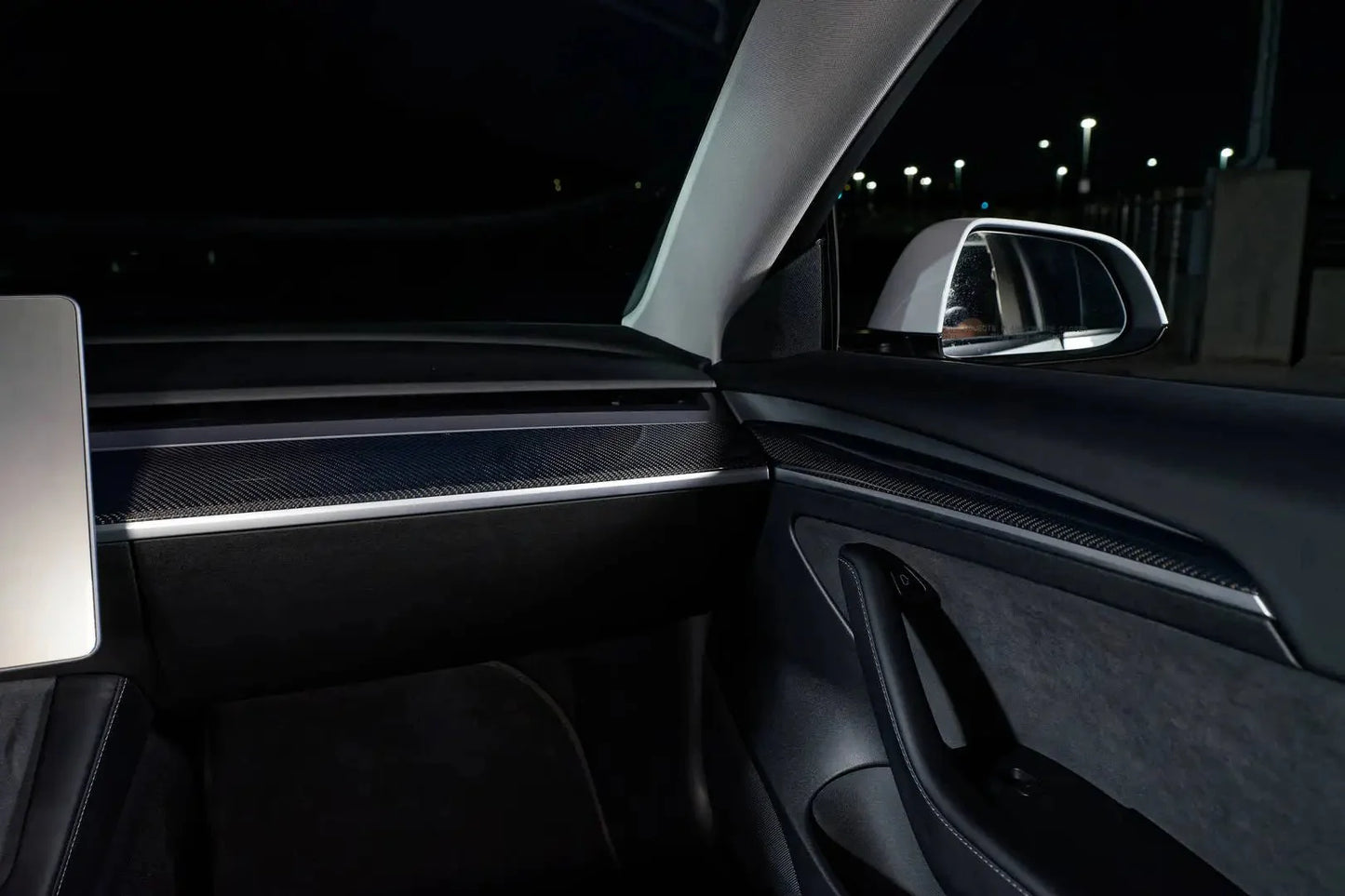 2021-2023 Tesla Model 3/Y - Glossy Carbon Fiber Door Trim Replacement