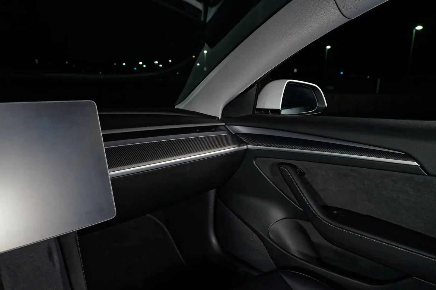2021-2023 Tesla Model 3/Y - Matte Carbon Fiber Door Trim Replacement