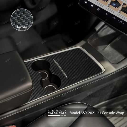 3M Carbon Fiber Center Console Wrap Kit - Tesla Emblems