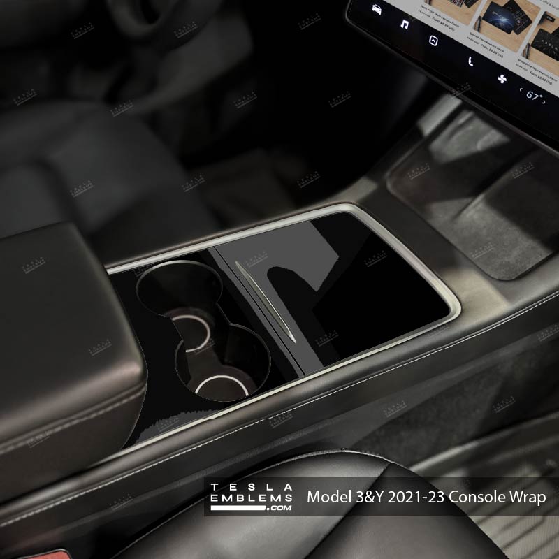 3M Gloss Black Center Console Wrap Kit - Tesla Emblems