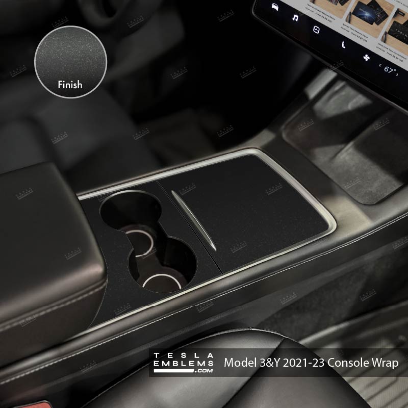 3M Matte Black Metallic Center Console Wrap Kit - Tesla Emblems