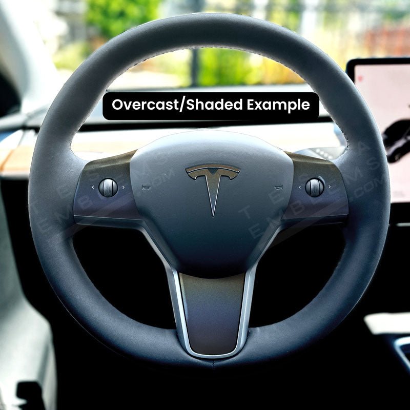 3M Satin Psychedelic Flip Tesla Steering Wheel Trim Decal Kit (4pcs) - Tesla Emblems