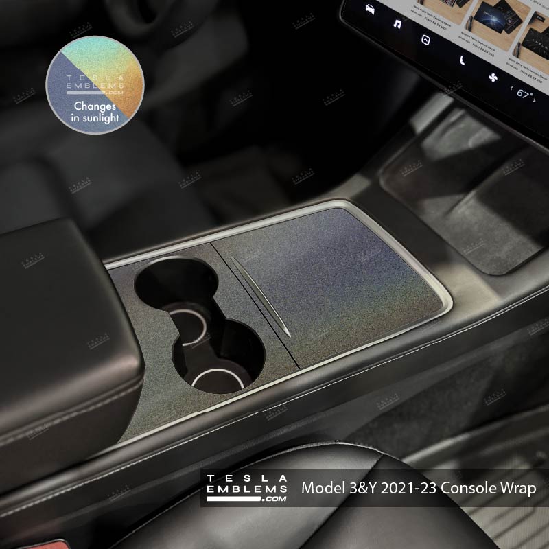 3M Satin Psychedelic Flip Center Console Wrap Kit - Tesla Emblems
