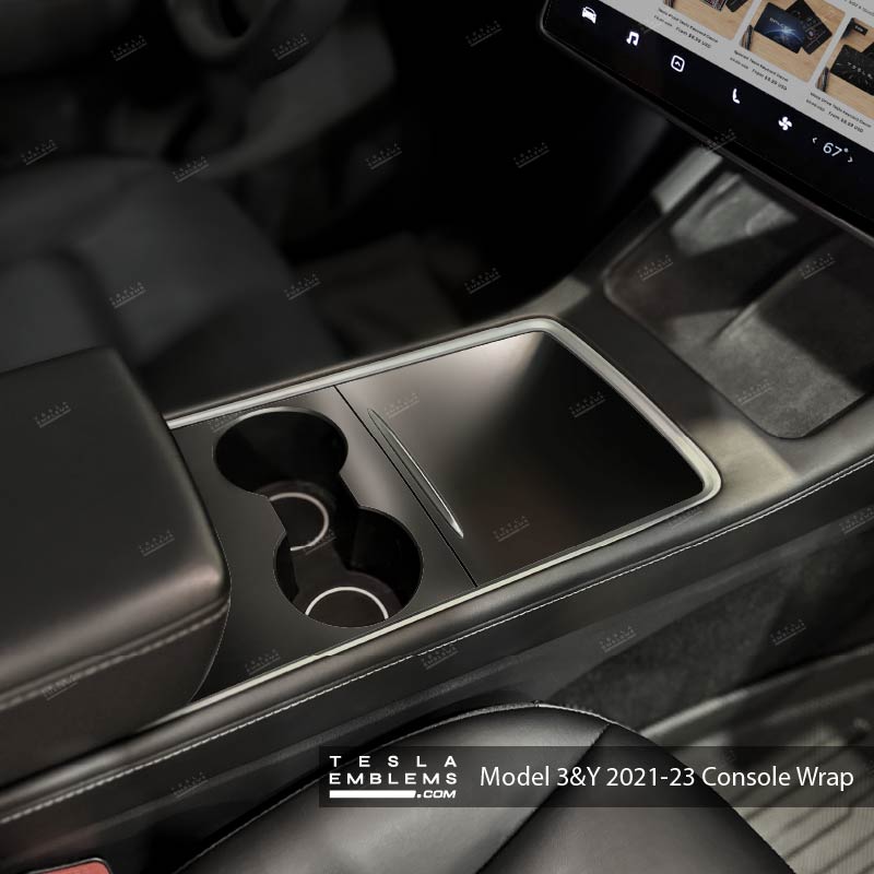 3M Satin Black Center Console Wrap Kit - Tesla Emblems