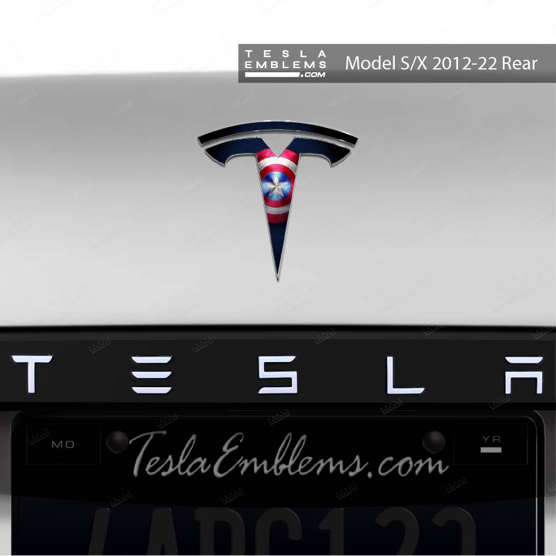 Captain America Tesla Emblem Decals (Front + Back) - Tesla Emblems