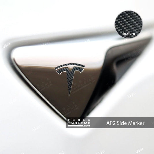3M Carbon Fiber Tesla Side Marker Decals (2pcs) - Tesla Emblems
