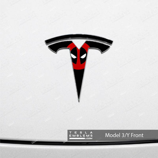 Deadpool Tesla Emblem Decals (Front + Back) - Tesla Emblems