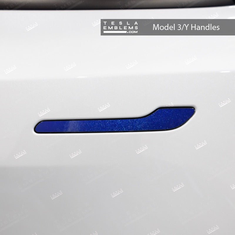 3M Deep Blue Metallic Tesla Door Handle Decals (4pcs) - Tesla Emblems