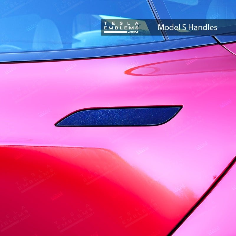 3M Deep Blue Metallic Tesla Door Handle Decals (4pcs) - Tesla Emblems
