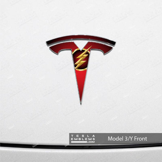 Flash Tesla Emblem Decals (Front + Back) - Tesla Emblems