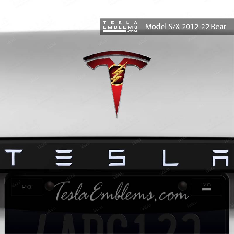 Flash Tesla Emblem Decals (Front + Back) - Tesla Emblems