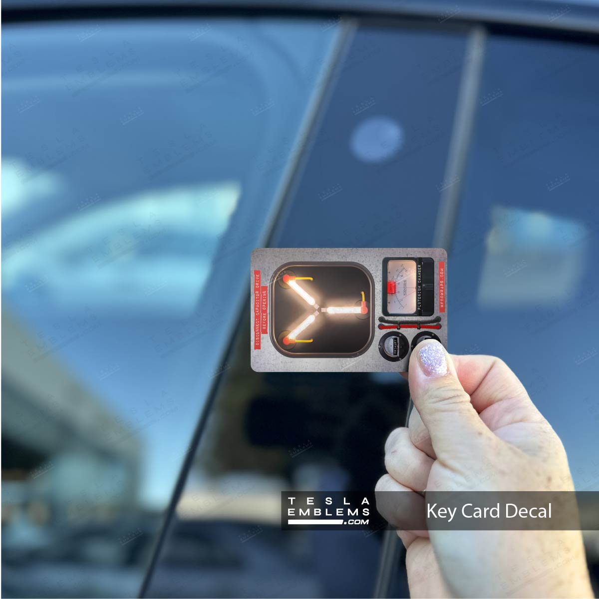 Flux Capacitor Tesla Keycard Decal - Tesla Emblems