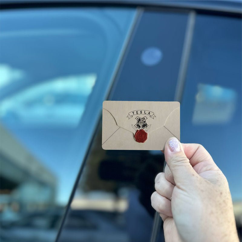 Hogwarts Letter Tesla Keycard Decal - Tesla Emblems