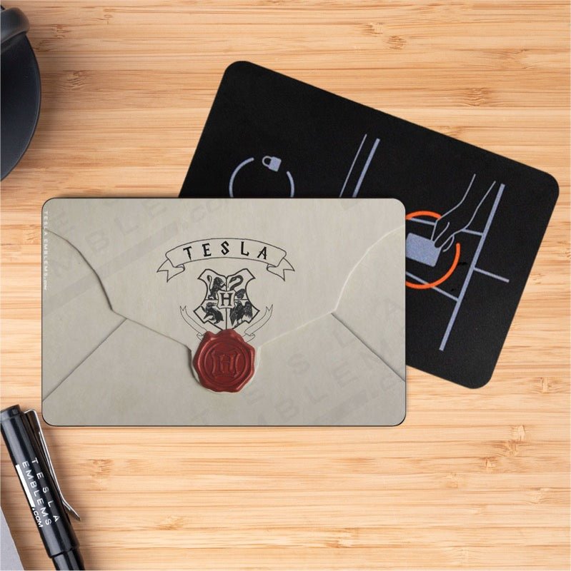 Hogwarts Letter Tesla Keycard Decal - Tesla Emblems