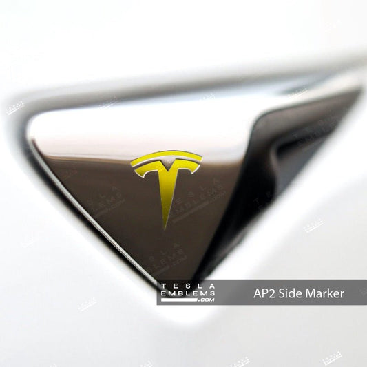 KPMF Matte Iced Yellow Titanium Tesla Side Marker Decals (2pcs) - Tesla Emblems