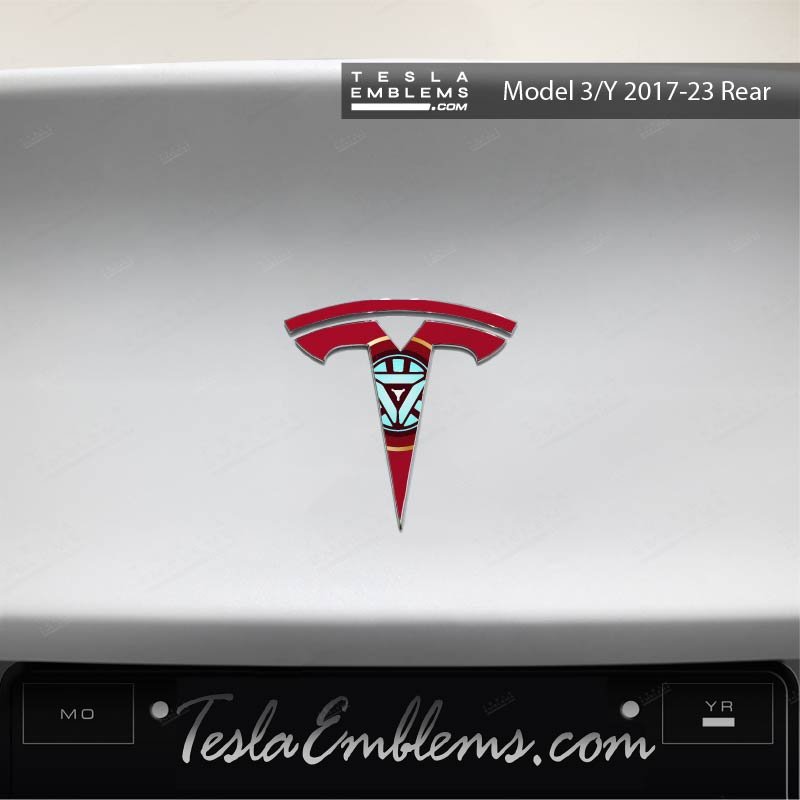Iron Man Tesla Emblem Decals (Front + Back) - Tesla Emblems
