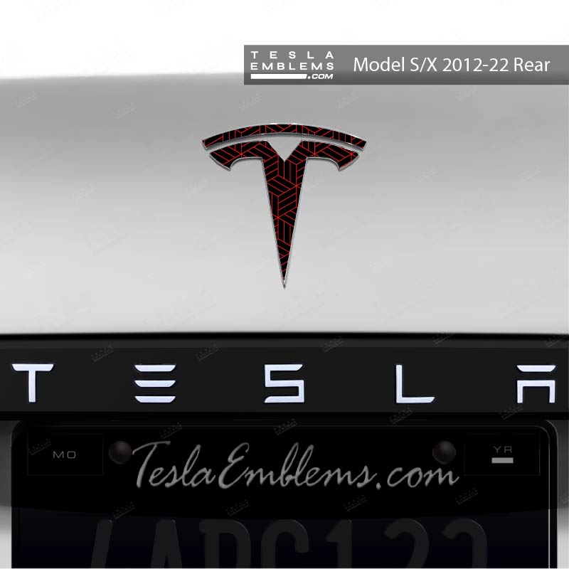 Isometric Pattern Tesla Emblem Decals (Front + Back) - Tesla Emblems