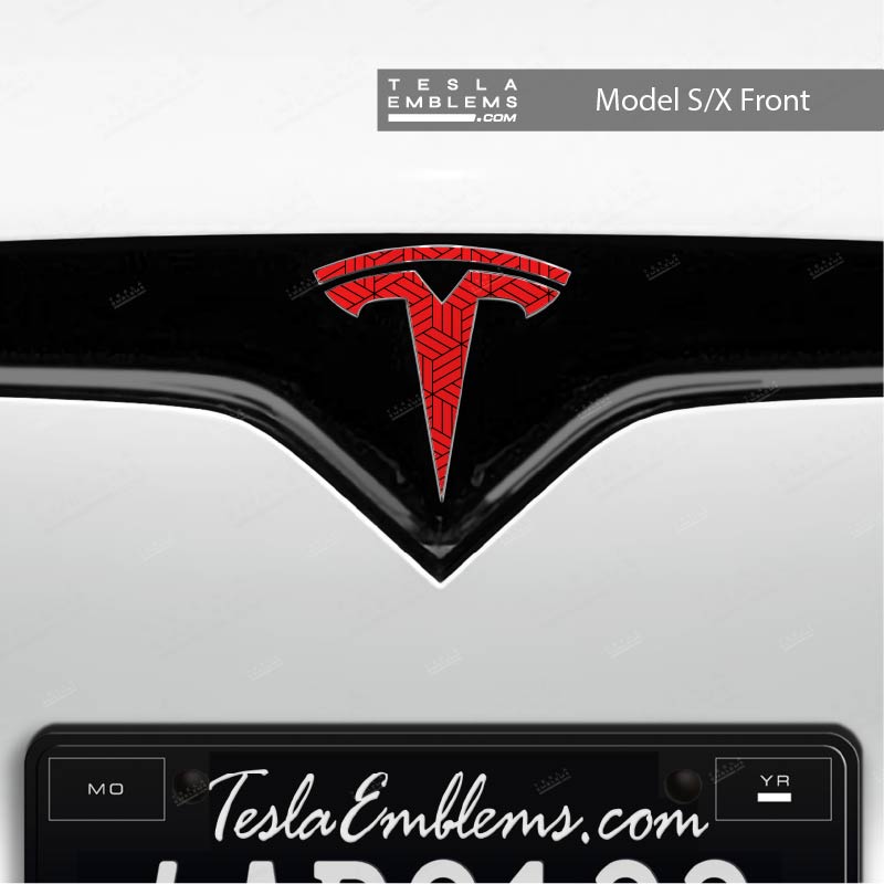 Isometric Pattern Tesla Emblem Decals (Front + Back) - Tesla Emblems