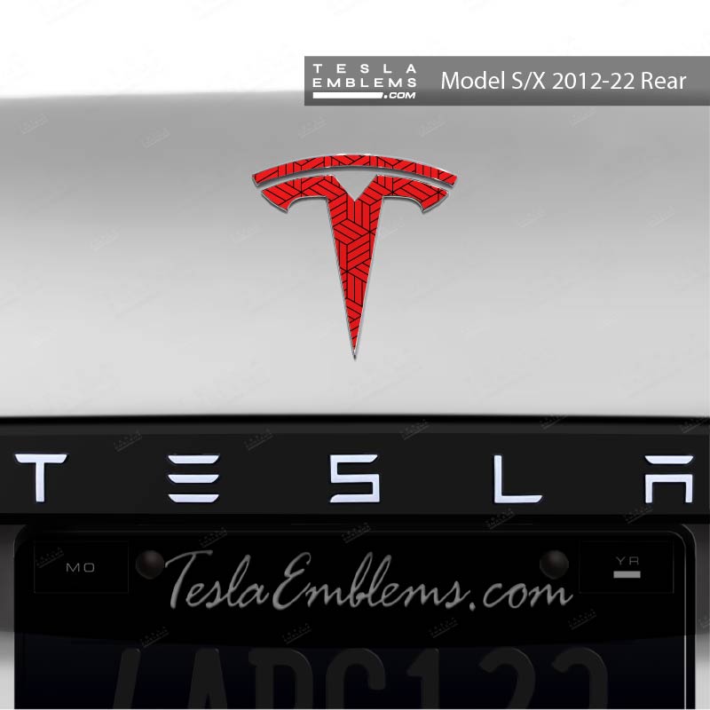 Isometric Pattern Tesla Emblem Decals (Front + Back) - Tesla Emblems