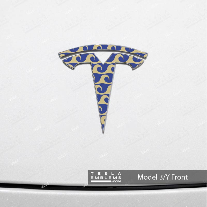 Japanese Waves Tesla Emblem Decals (Front + Back) - Tesla Emblems